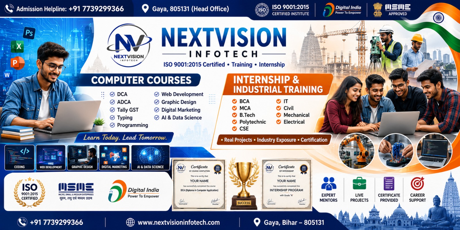 Students learning at NextVision Infotech Gaya computer lab